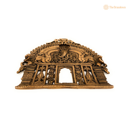 Ornate Brass Arch Frame with Mythological Motifs 8 Inch
