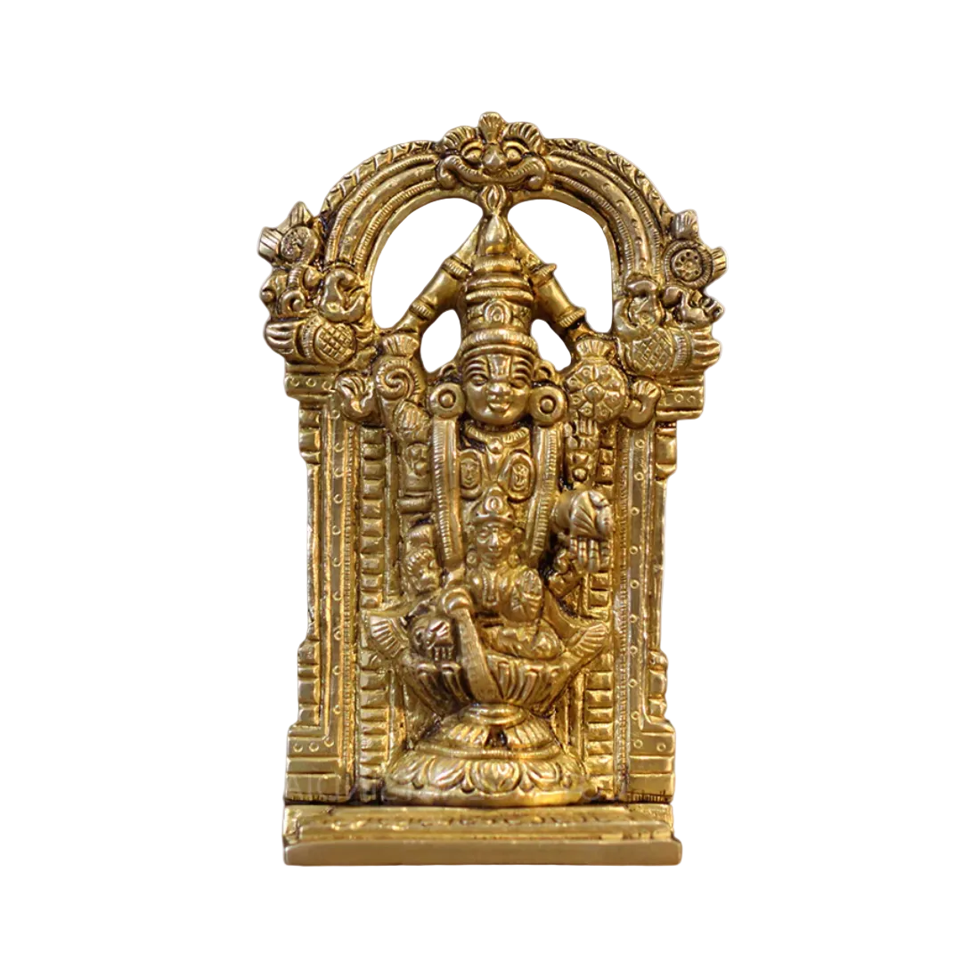 Handcrafted Brass Tirupati Balaji Idol 6.5 Inch closeup – intricate craftsmanship