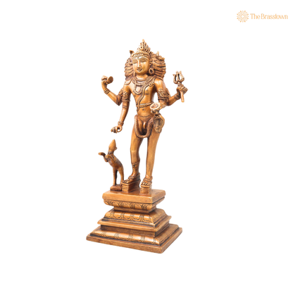 Brass Kala Bhairava Idol – Handcrafted Traditional Chola Style Bhairav Murti for Pooja, Home Mandir, Spiritual Décor &amp; Gifting 15 Inch