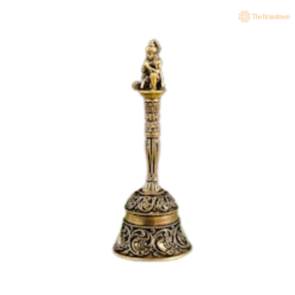 Brass Hanuman Ghanti 4 Inch closeup – intricate craftsmanship