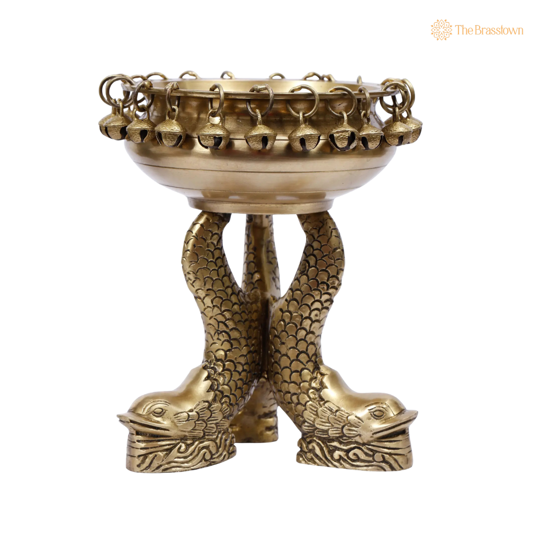 Handcrafted Brass Fish with Ghungroo 8 Inch closeup – intricate craftsmanship
