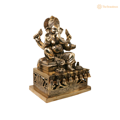 Brass Ganesha Idol – Traditional Chola Style Ganapati Vinayaka Murti for Pooja, Home Mandir, Décor &amp; Gifting 21 Inch