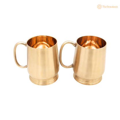 Handcrafted Brass Glass Set of 2 – Traditional Peetal Water Vessel for Pooja, Dining, Home Décor &amp; Gifting 4.5 Inch