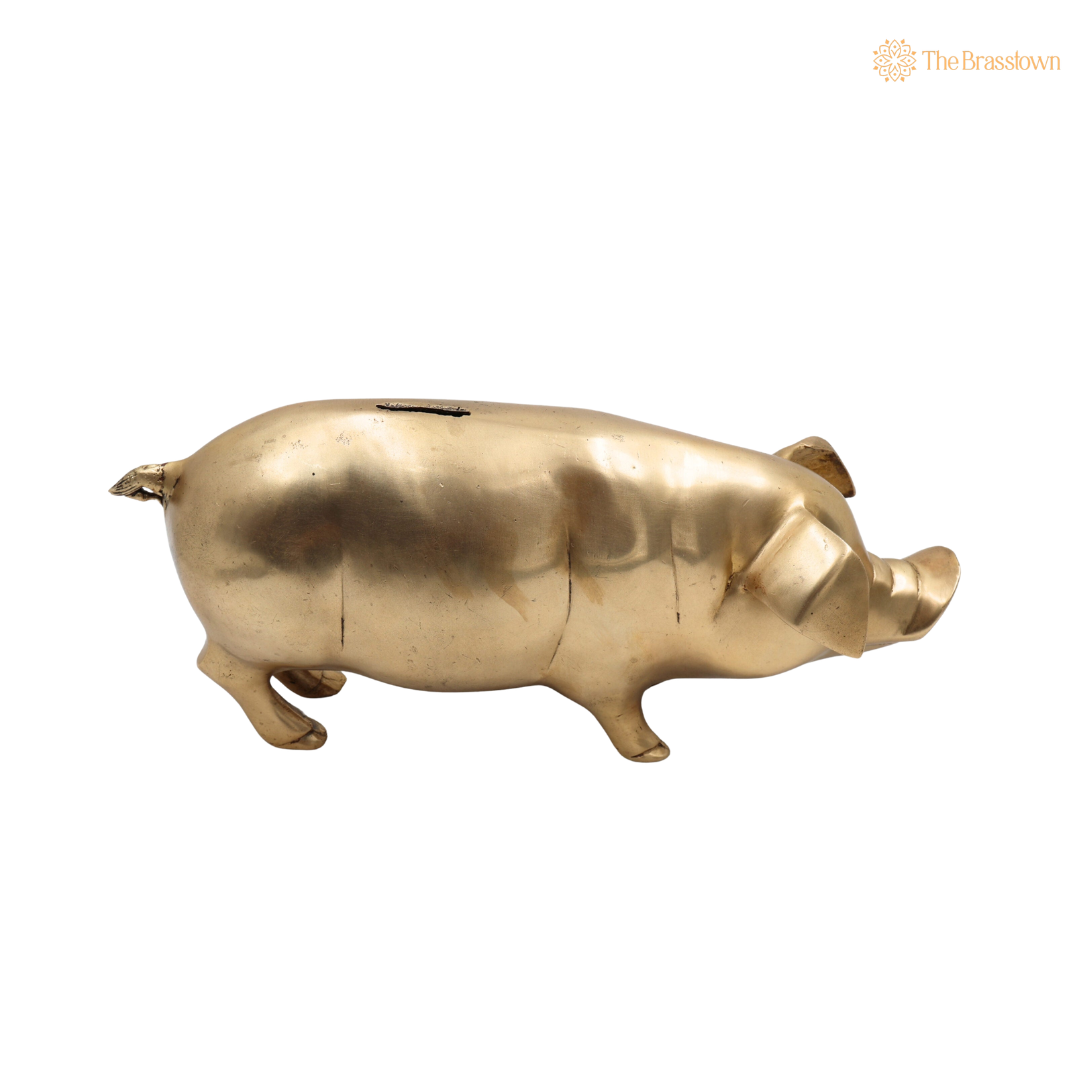 Brass Handcrafted Piggy Bank 6.5 Inch closeup – intricate craftsmanship