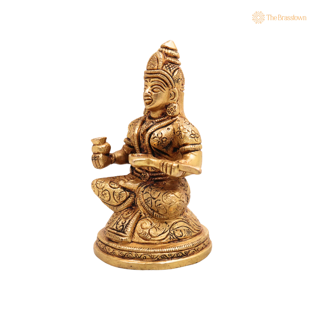 Brass Annapurneshwari Annapurna Devi Idol – Annapoornā Mata Murti for Pooja &amp; Kitchen Temple 6 Inch