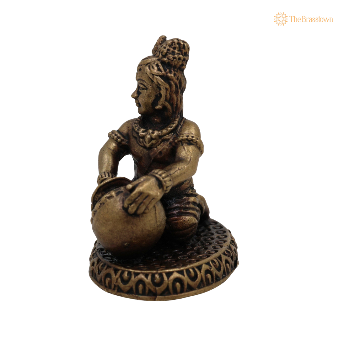 Brass Bal Krishna Idol 2 Inch closeup – intricate craftsmanship
