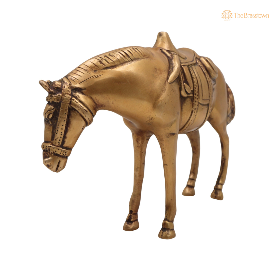 Handcrafted Brass Ghoda Showpiece 6 Inch closeup – intricate craftsmanship