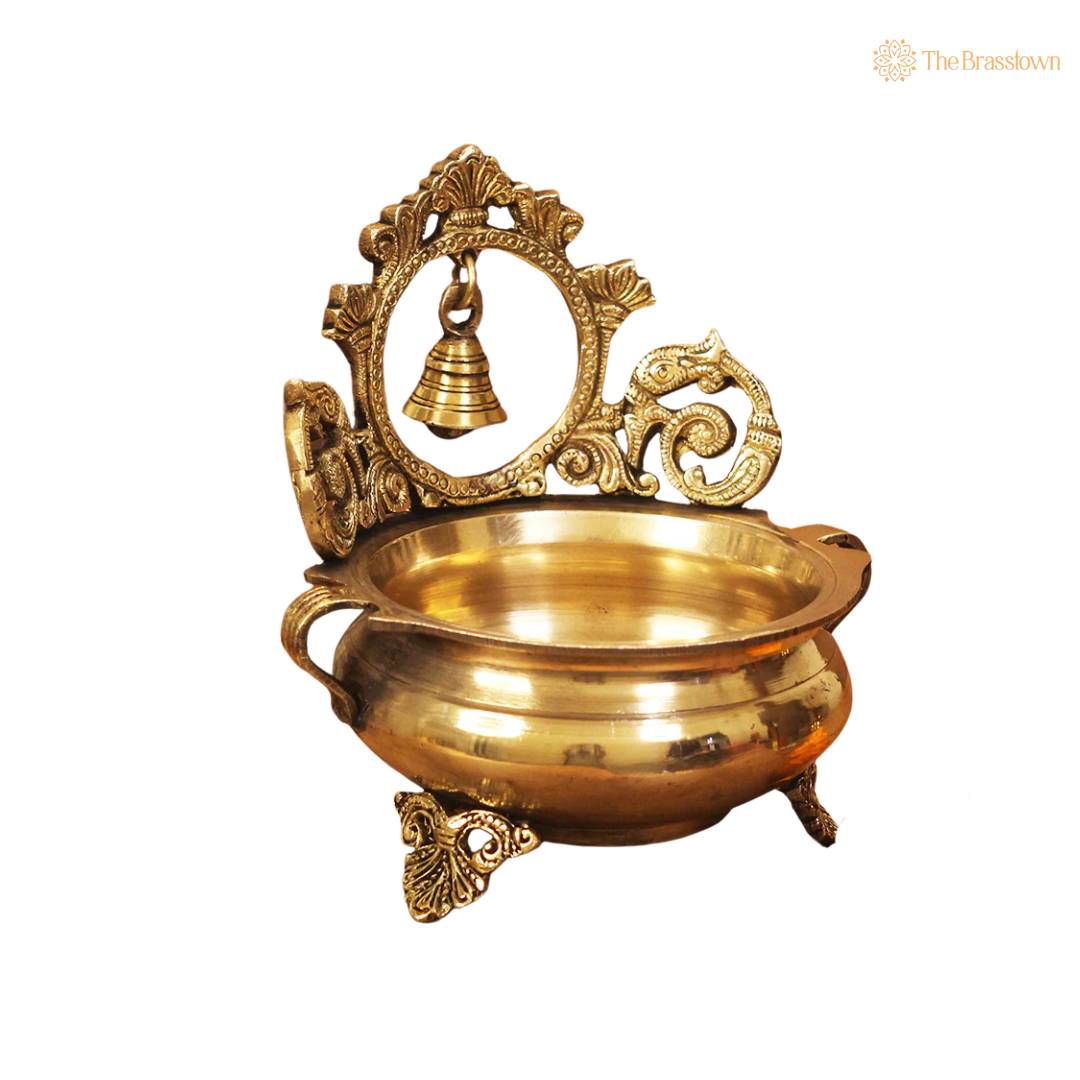 Handcrafted Brass Bell Urli 7 Inch closeup – intricate craftsmanship
