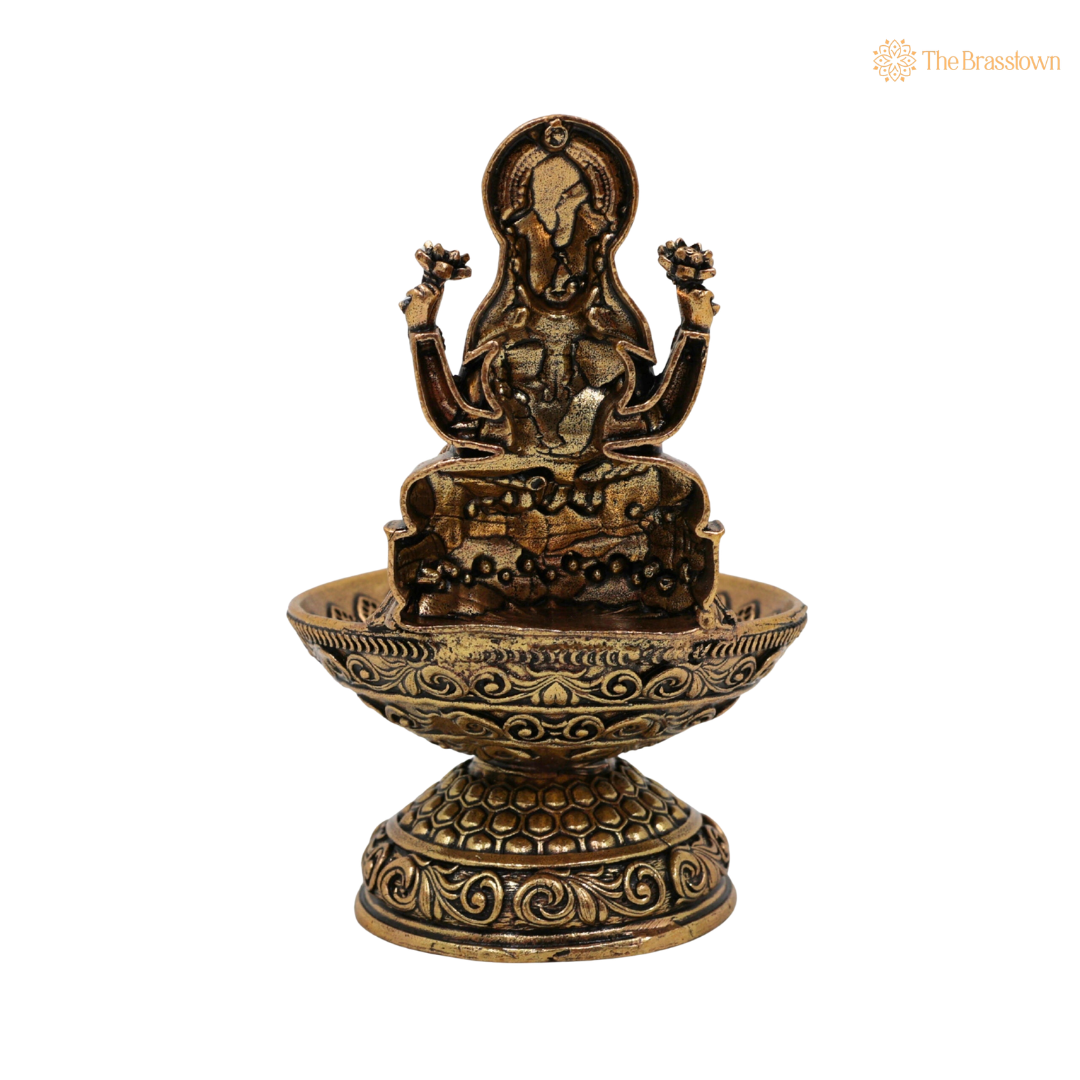 Brass Lakshmi Deepam 3.5 Inch – home mandir puja decor India