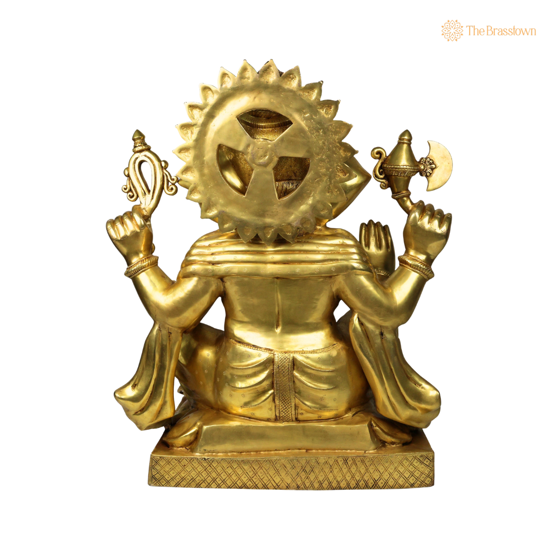 Handcrafted Ekdanta Brass Ganesh Idol – Sacred Vinayaka Vigneshwara Murti for Home Temple, Pooja &amp; Prosperity 30.5 Inch