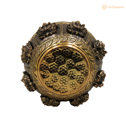Brass Handcrafted Asta Lakshmi Kalash Lota – Handcrafted Peetal Pooja Kalash for Prosperity, Wealth &amp; Home Temple Décor 6 Inch