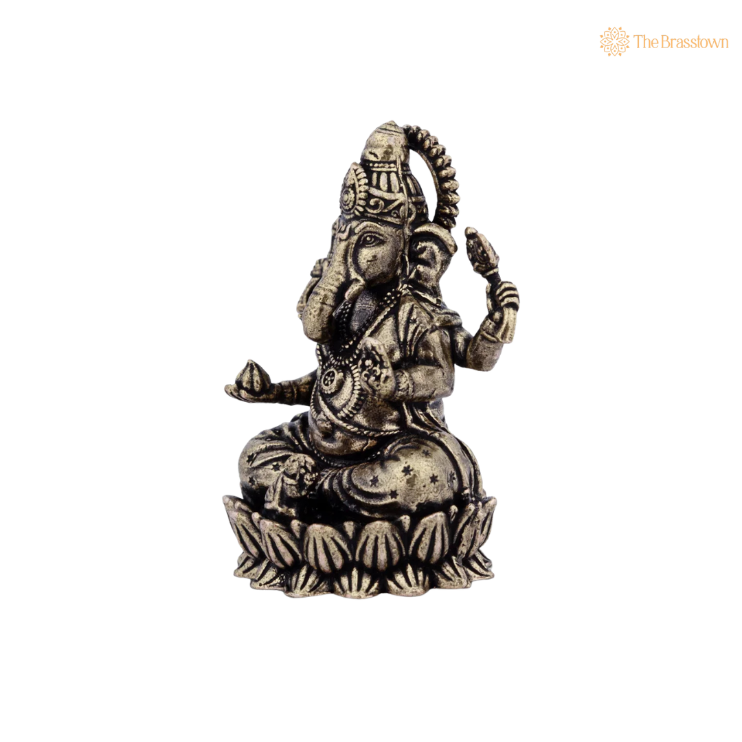 Handcrafted Brass Ganesh Idol 2 Inch – home mandir puja decor India
