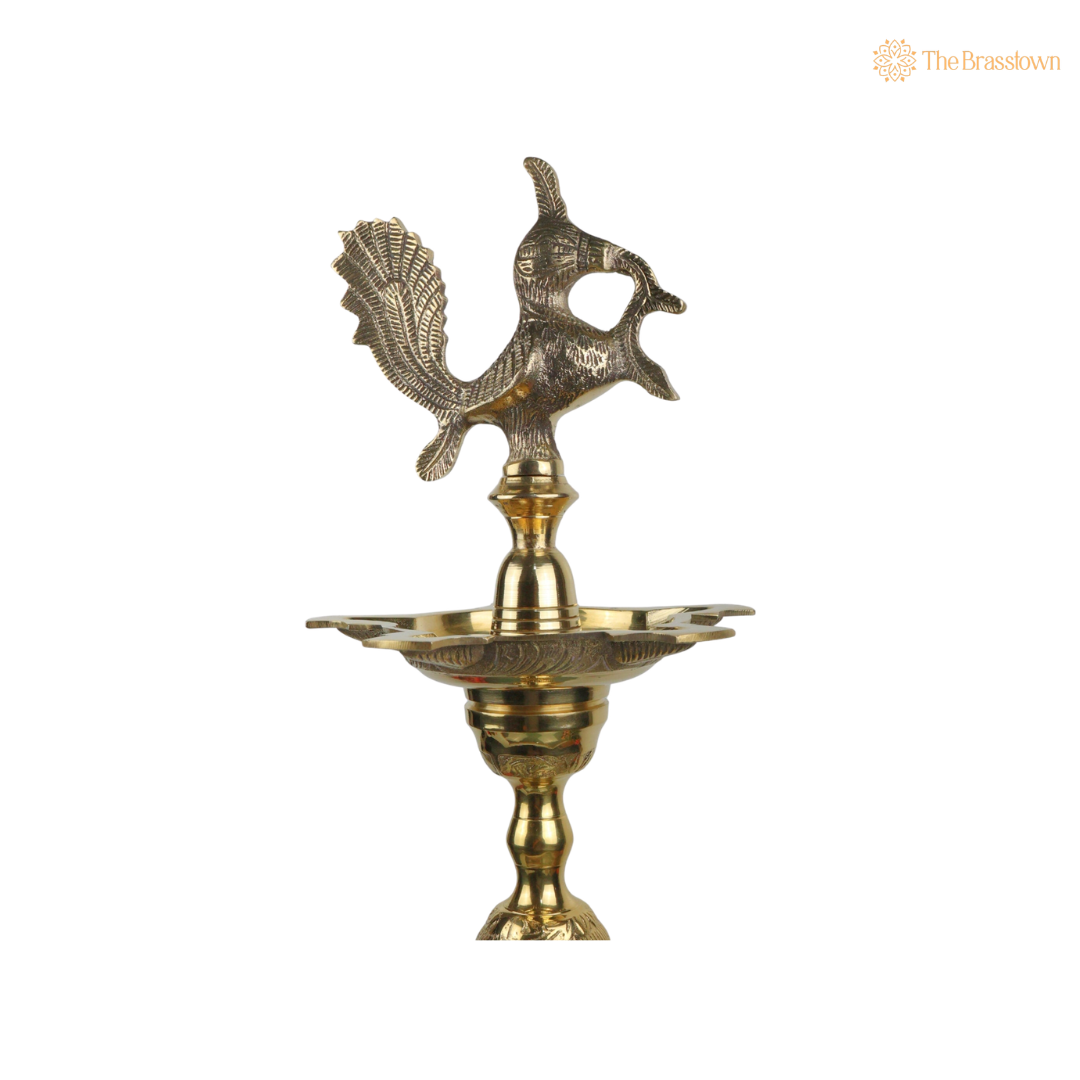 Traditional Handcrafted Brass Kuthu Vilakku – Traditional Deepam Diya Lamp for Pooja, Temple &amp; Home Décor 39 Inch