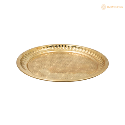 Brass Pooja Thali for Mandir – Peetal Aarti Plate (Pital Puja Thambalam) for Hindu Worship &amp; Temple Rituals 26 Inch