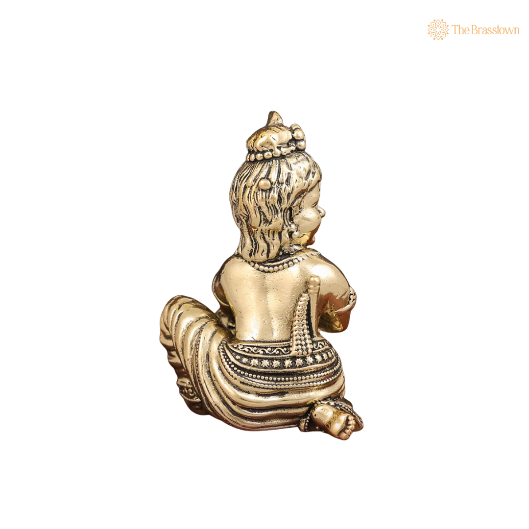 Brass Baby Krishna Idol 2.5 Inch – home mandir puja decor India