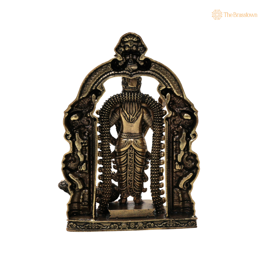 Brass Murugan Subramanya Kartikeya Idol – Fine Golden Finish for Puja &amp; Home Mandir 4.5 Inch