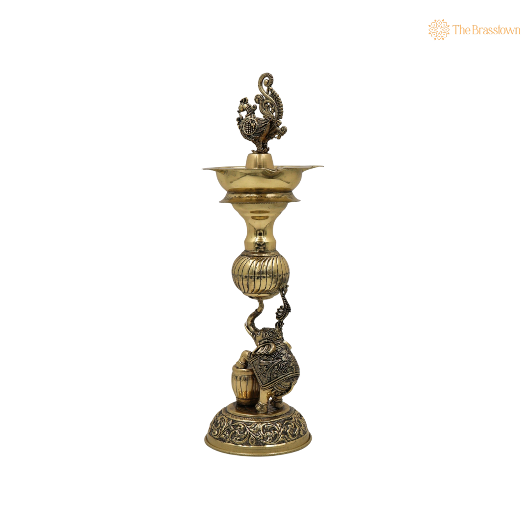 Brass Handcrafted Aarti Diya 12 Inch – home mandir puja decor India