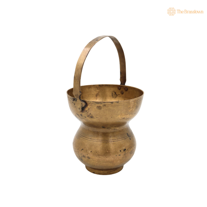 Handcrafted Brass Kamandalu – Traditional Pital Gangajali Kamandal for Puja, Ganga Jal Storage, Rishi Muni Kalash &amp; Hindu Rituals 10.5 Inch