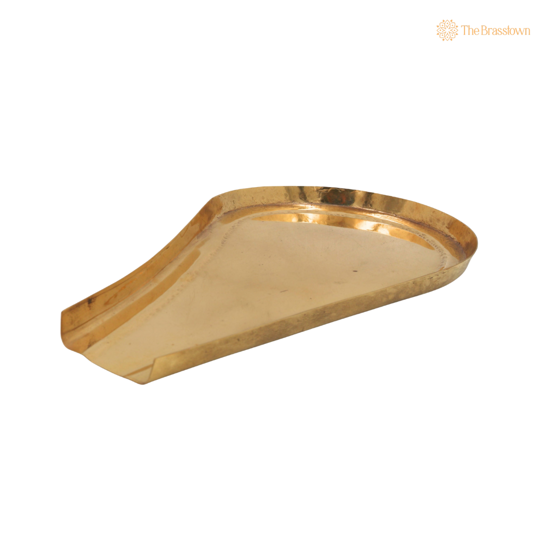 Brass Abhishek Patra with Somasutra Tray –  Abhishekam Plate, Tirumanjanam Stand &amp; Temple Pooja Vessel for Shivling and Deity Worship 9 Inch