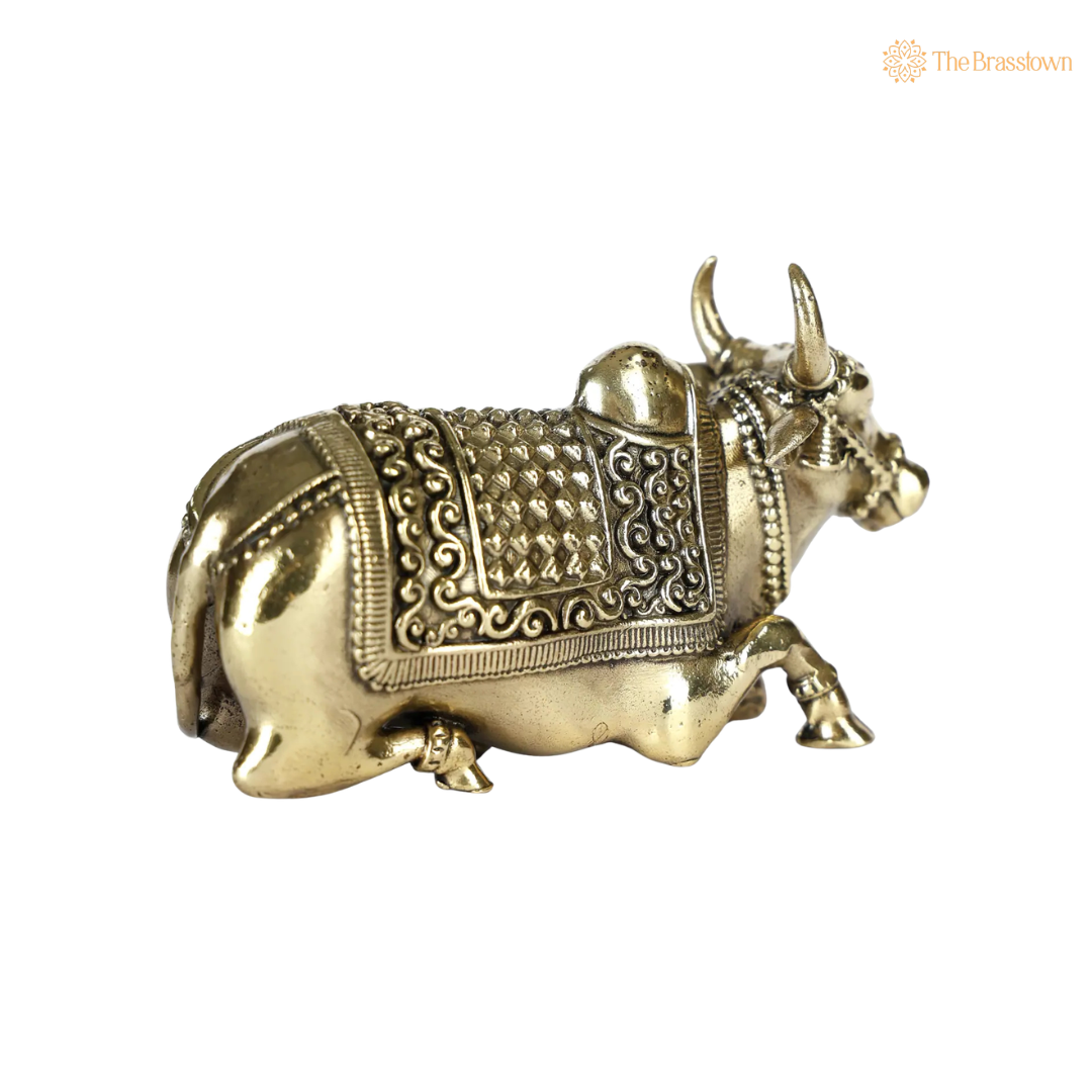 Handcrafted Brass Nandi Statue 2 Inch – home mandir puja decor India
