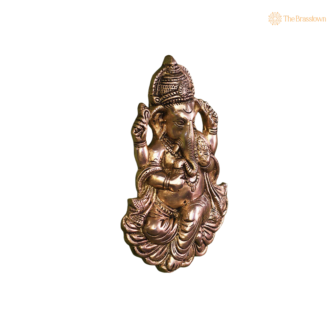 Handcrafted Brass Ganesha Face for 10 Inch – home mandir puja decor India
