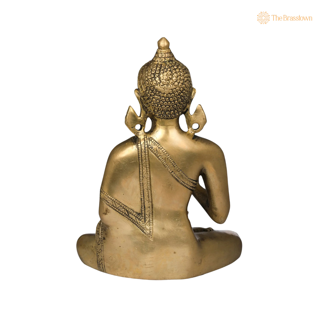 Handcrafted Brass Earth-Touching Buddha Statue 9 Inch – home mandir puja decor India