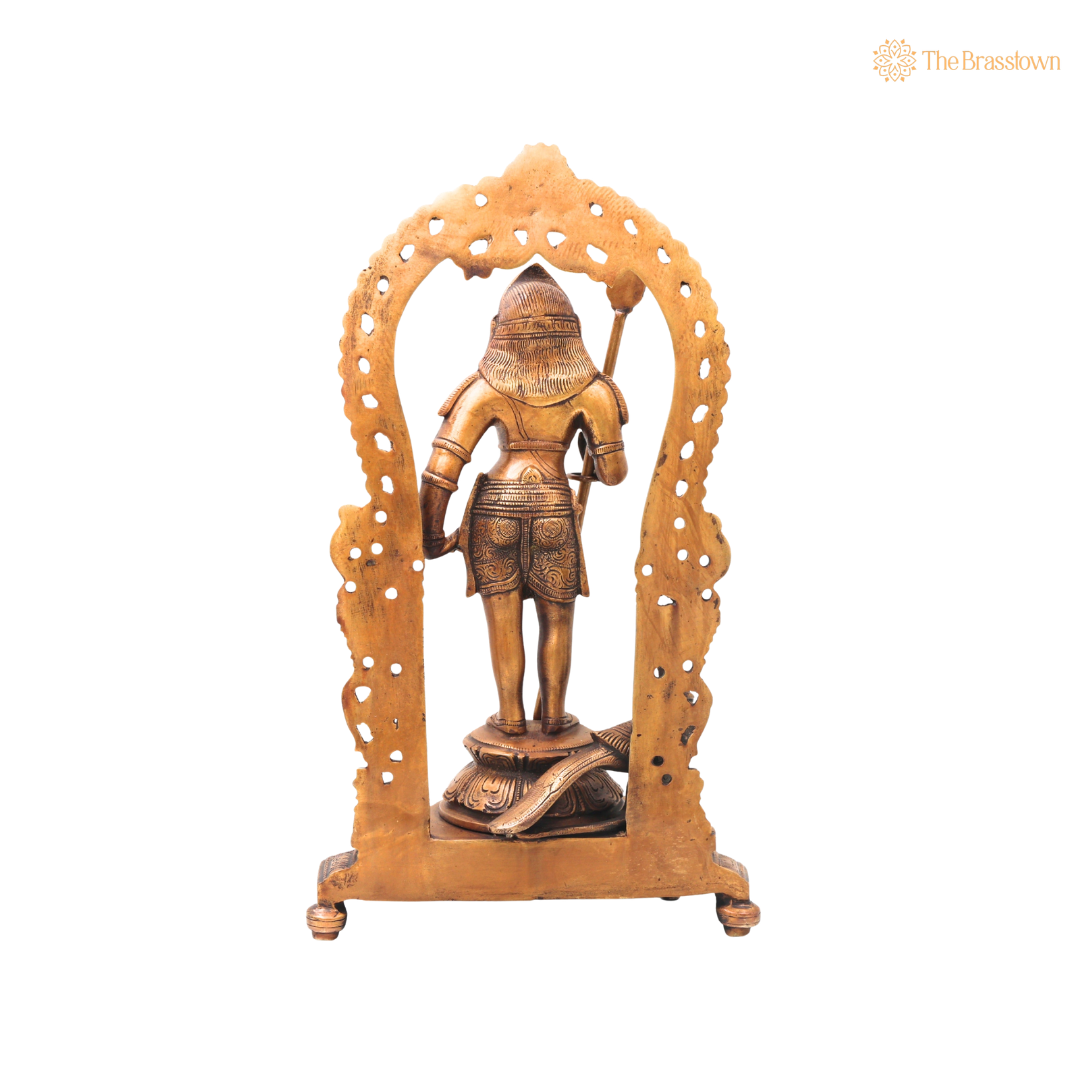 Brass Subramanya Murugan Idol – Fine Golden Finish for Puja &amp; Home Mandir 15 Inch