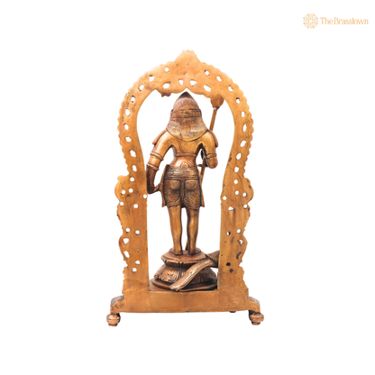 Brass Subramanya Murugan Idol – Fine Golden Finish for Puja &amp; Home Mandir 15 Inch