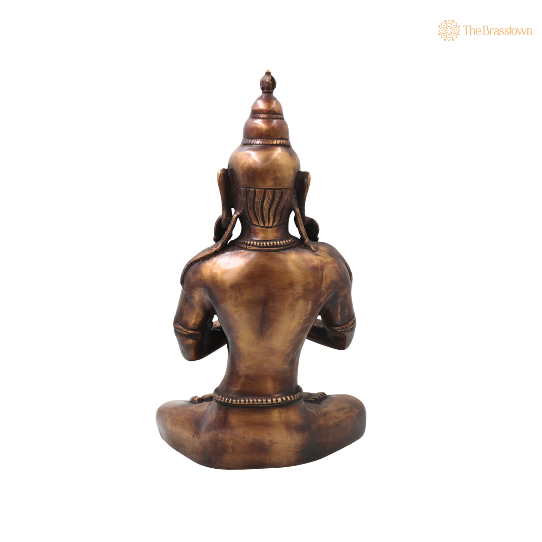Unique Brass Handcrafted Vajrasattva Murti – Handcrafted Dorje Sempa Buddhist Murti for Pooja, Meditation, Home Décor &amp; Spiritual Gifting 14 Inch
