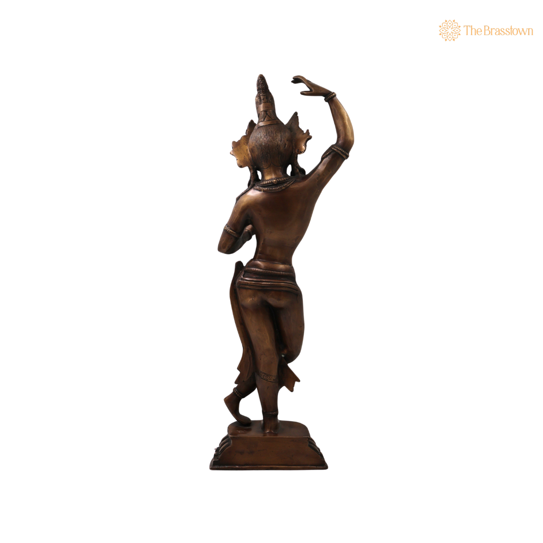 Brass Standing Tara Devi Idol – Handcrafted Traditional Chola Style Tara Maa Murti for Pooja, Home Mandir, Spiritual Décor &amp; Gifting 20.5 Inch