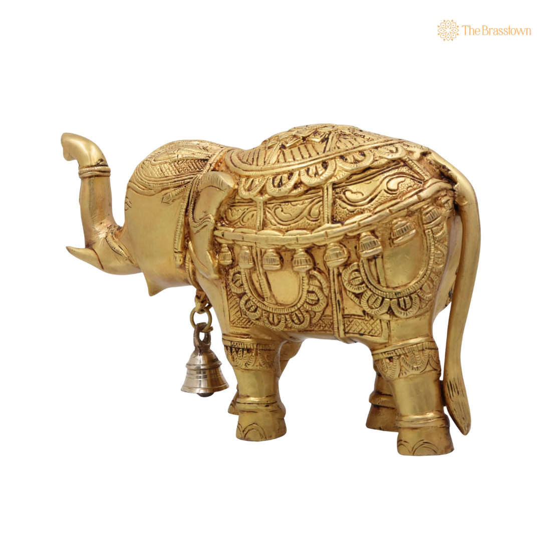 Brass Gaja Elephant Idol 9 Inch – home mandir puja decor India