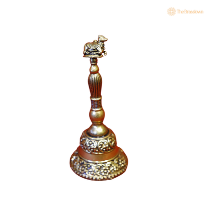 Brass Nandi Ghanti 5 Inch – home mandir puja decor India