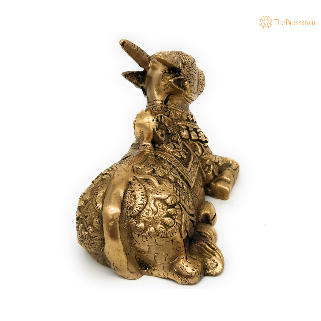 Handcrafted Brass Nandi Statue 4 Inch