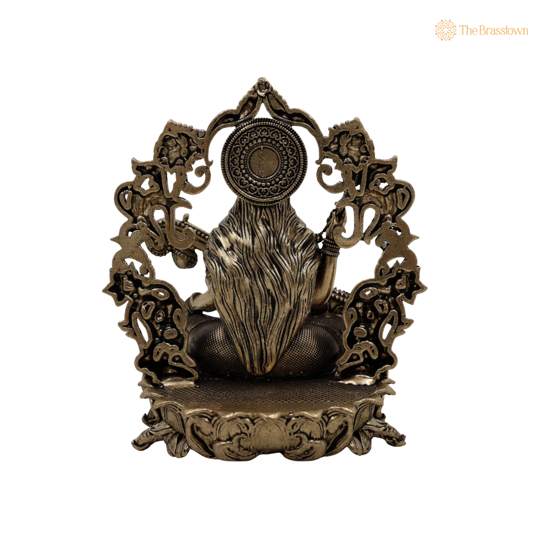 Handcrafted Brass Saraswati Mata Idol 4.5 Inch – home mandir puja decor India