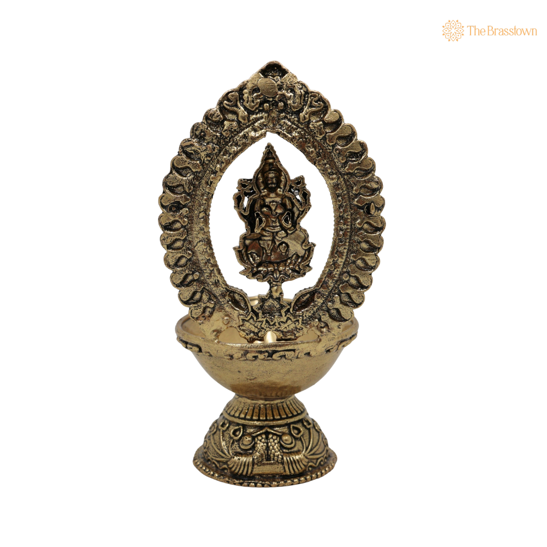 Brass Mahalakshmi Deepam 4.5 Inch – home mandir puja decor India