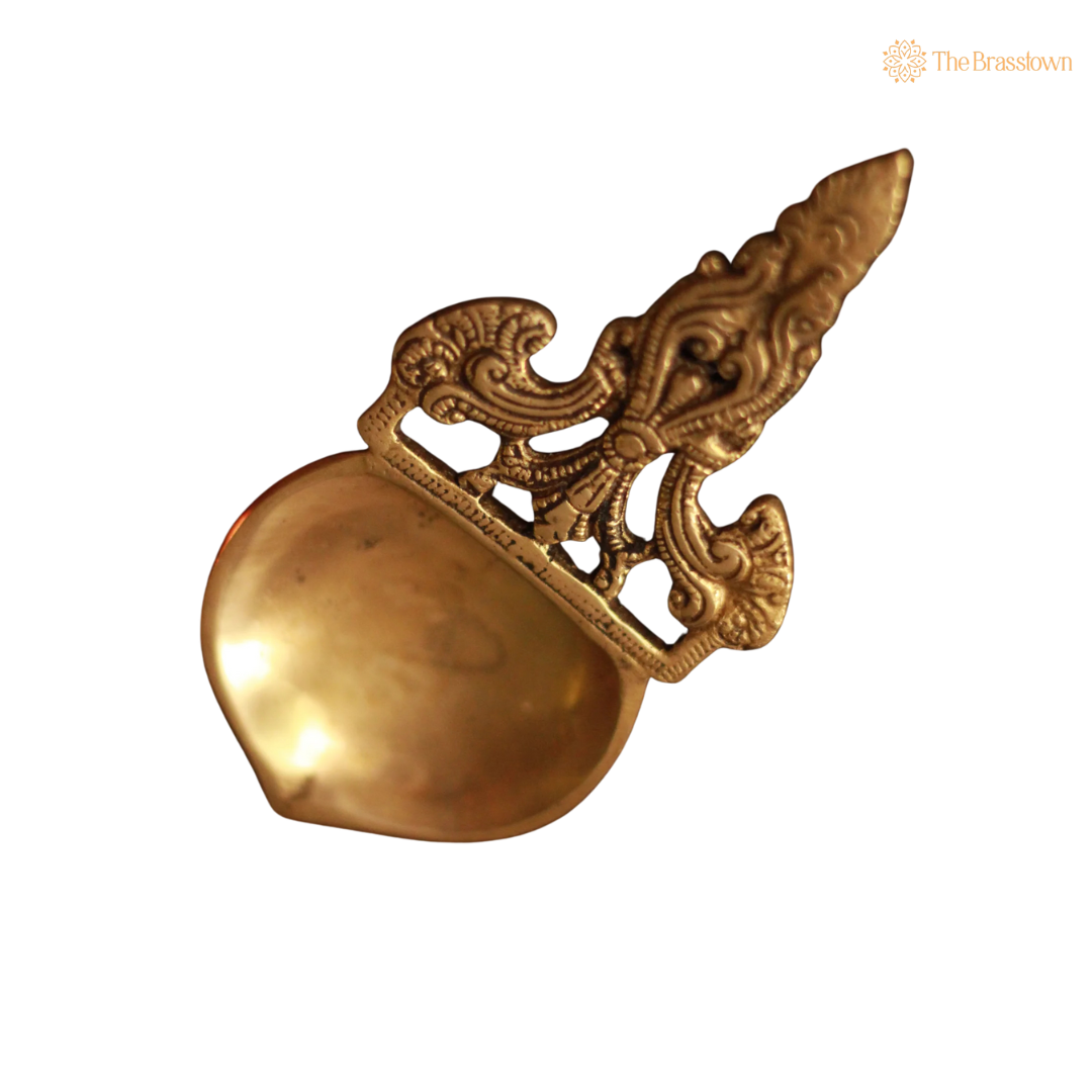 Handcrafted Brass Puja Spoon with 6 Inch – home mandir puja decor India