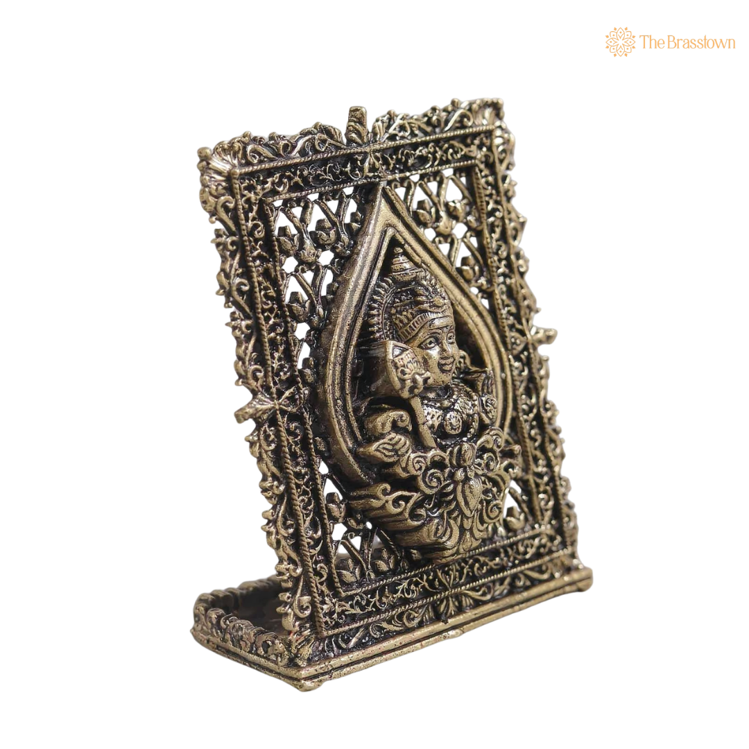 Brass Kartik (Murugan) Panel – Fine Handcrafted Lord Murugan Wall Plaque for Car Dashboard, Home Décor &amp; Spiritual Blessings 3 Inch