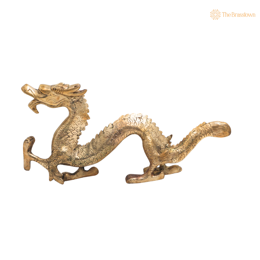 Brass Exquisite Dragon Naga Decorative Statue – Decorative Dragon Showpiece for Home, Office &amp; Table Décor 6 Inch