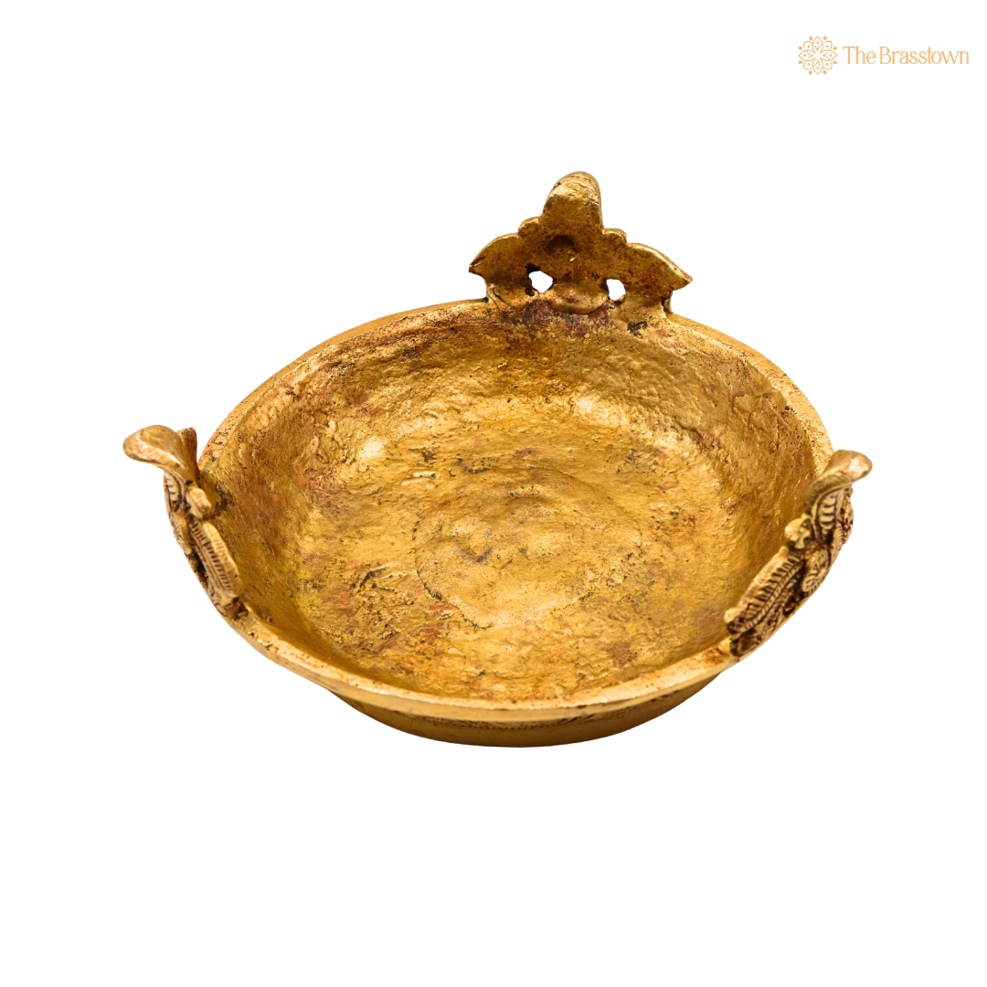 Handcrafted Brass Round Pooja Chowki Bajot – Circular Idol Display Stand for Home Mandir &amp; Puja Setup 3 Inch