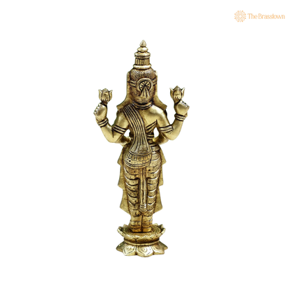 Brass Standing Goddess Lakshmi Idol 8 Inch – home mandir puja decor India