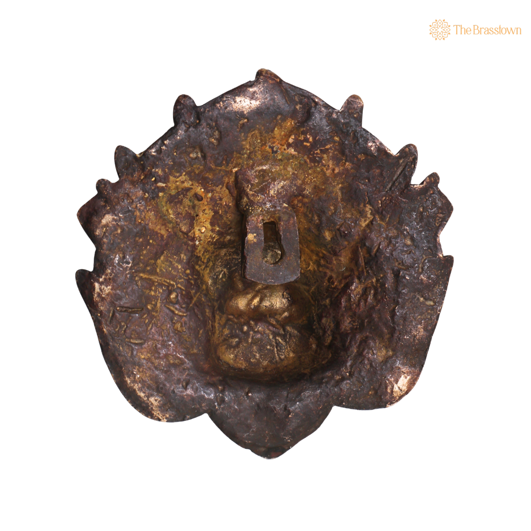 Brass Kala Bhairava Face Mask Wall Hanging – Traditional Bhairav Mukh Wall Décor for Pooja, Vastu, Temple &amp; Spiritual Gifting 5 Inch