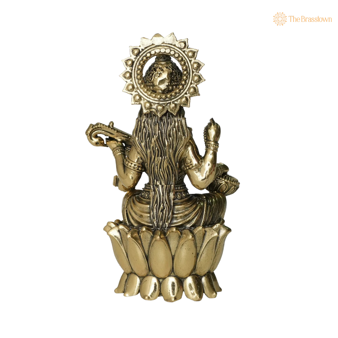 Brass Saraswati Idol 2.5 Inch – home mandir puja decor India