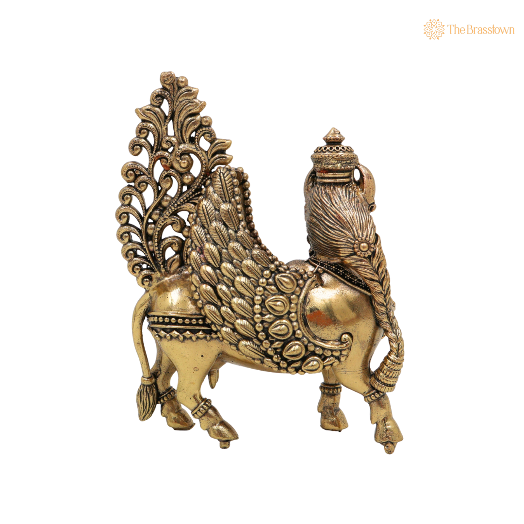 Brass Kamadhenu Cow Idol 4.5 Inch – home mandir puja decor India