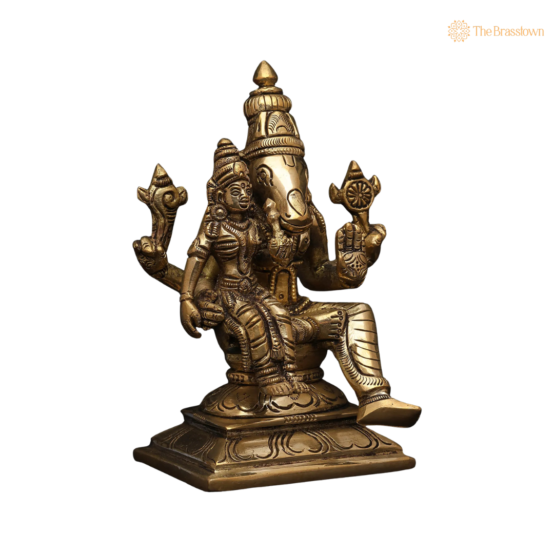 Handcrafted Brass Varaha Laxmi Idol 3.5 Inch – home mandir puja decor India