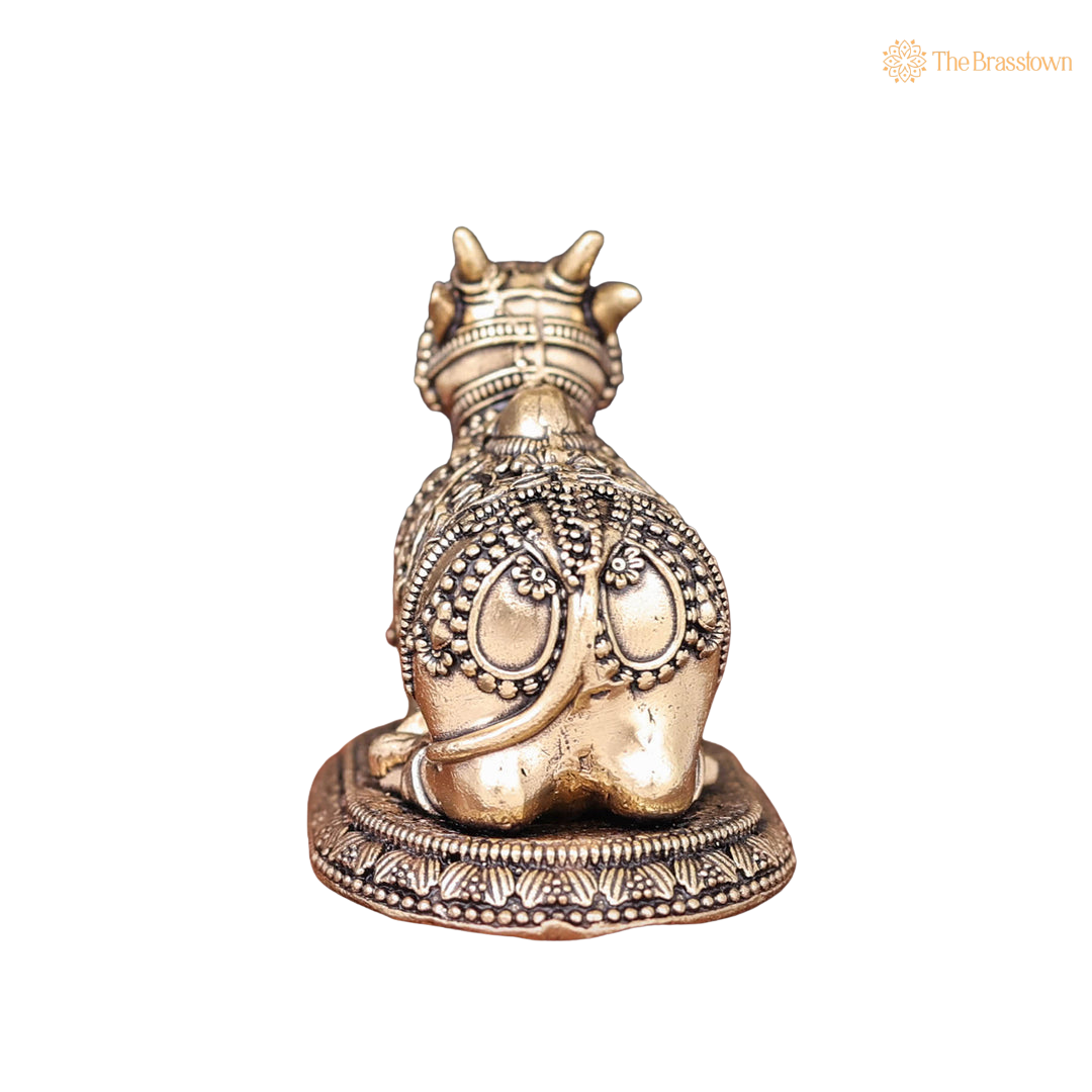 Antique Brass Nandi Statue 2.8 Inch – home mandir puja decor India