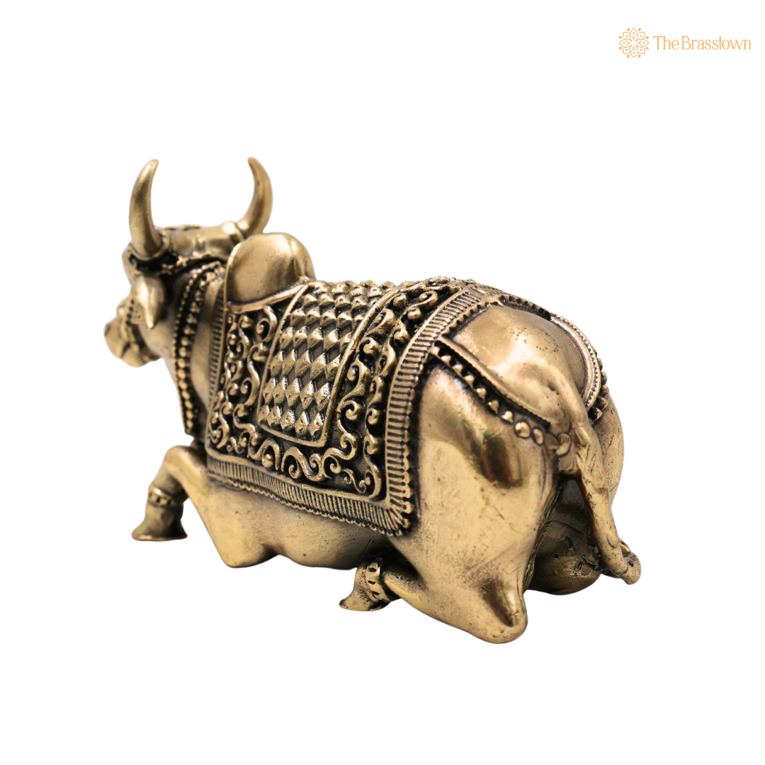 Brass Handcrafted Chola Style Nandi Idol – Sacred Basava Murti for Shivling Pooja, Home Mandir, Spiritual Décor &amp; Gifting 2.5 Inch