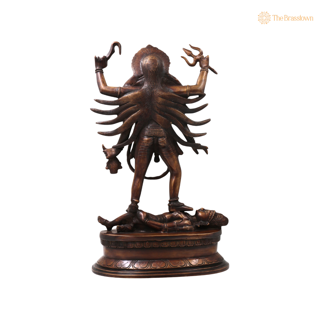 Brass Mahakali Idol Murti – Handcrafted Traditional Chola Style Kali Mata Statue for Pooja, Home Mandir, Spiritual Décor &amp; Gifting 17.5 Inch