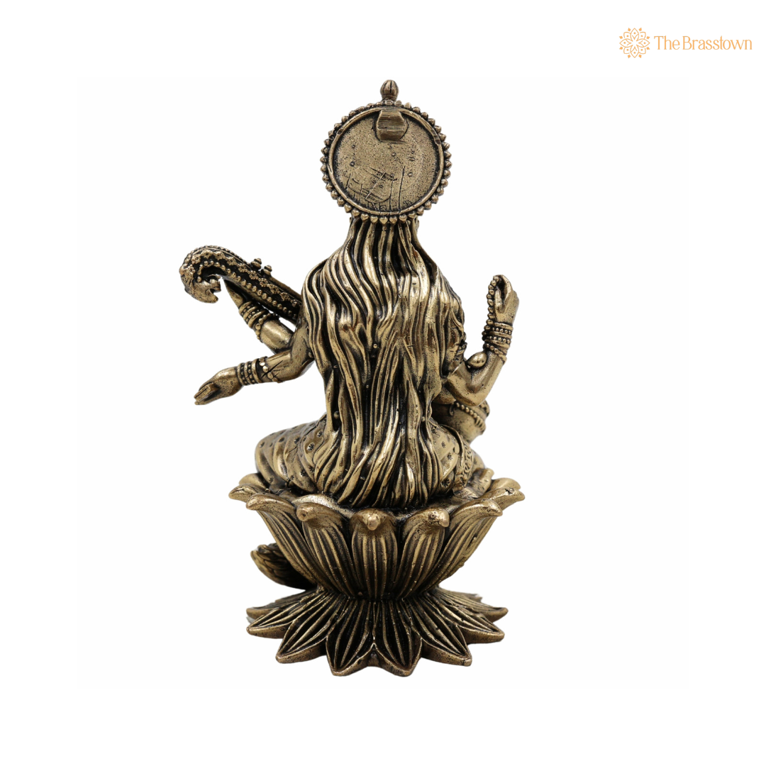 Brass Saraswati Idol 4.5 Inch – home mandir puja decor India
