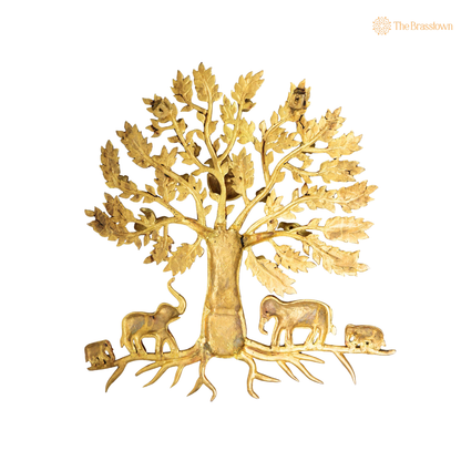 Brass Kalpavriksha Tree of Life Wall Hanging – Sacred Vastu &amp; Feng Shui Peetal Décor for Home, Living Room &amp; Pooja Space 25.5 Inch