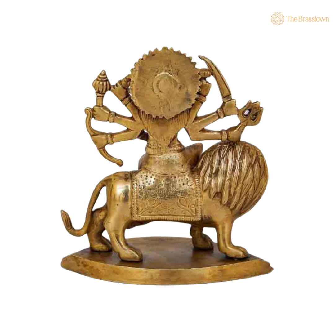 Brass Durga Maa Sherawali Idol 6 Inch – home mandir puja decor India